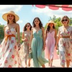 Tavaszi divat 2025: virágmintás ruhák színes stílusban.