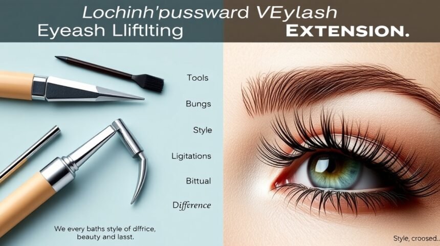 Szempilla lifting eszközök és ívelt szempilla példája