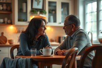 Pár beszélget a konyhában a konfliktusokról és érzéseikről.