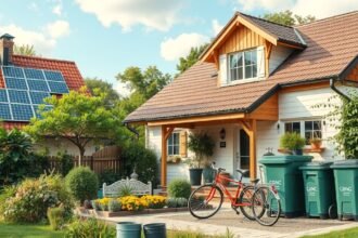 Fenntartható életmód terasz és kert napelemes házzal