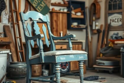 Felújított régi szék műhelyben, bútorfelújításhoz.