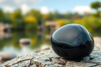 Obszidián kő a természetben, amely a védelmet és érzelmi elengedést segíti