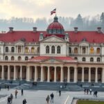 A Magyarország kormányzását képviselő épület külső nézete