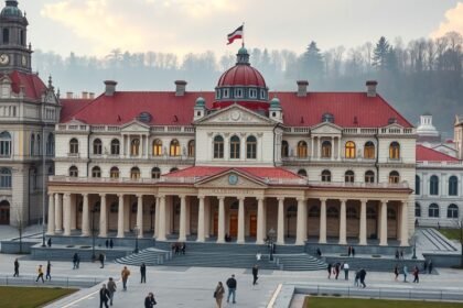 A Magyarország kormányzását képviselő épület külső nézete