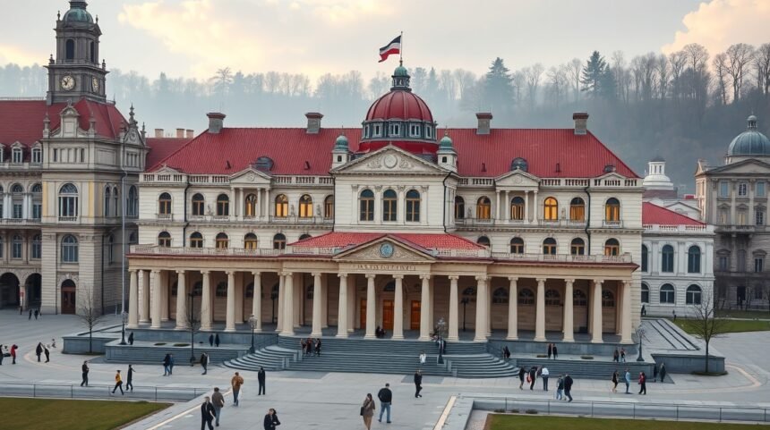 A Magyarország kormányzását képviselő épület külső nézete