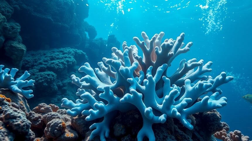 Kék korall az óceán mélyén, amely gyógyító hatásáról ismert.