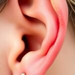 Tragus piercing közeli fotó az emberi fülön