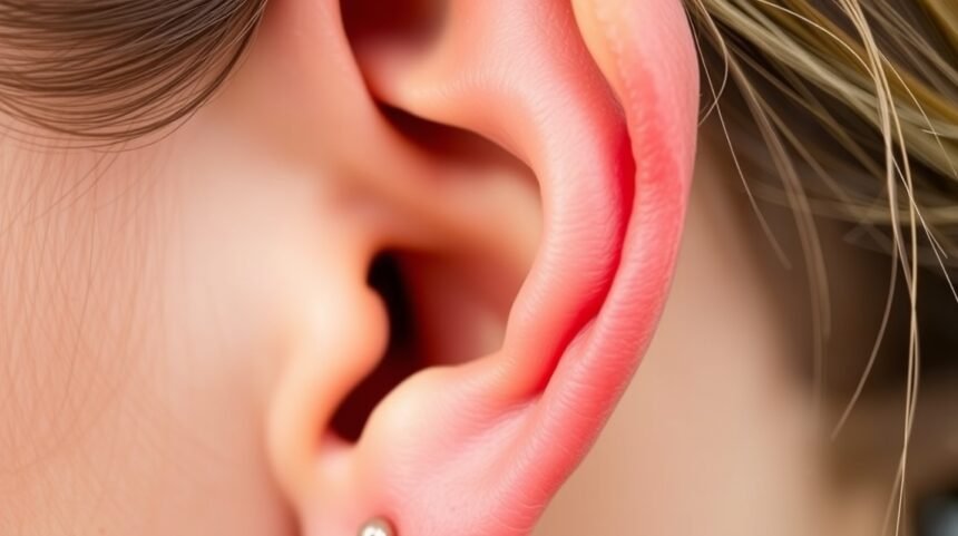 Tragus piercing közeli fotó az emberi fülön