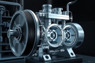 Dugattyús kompresszor részletei fémes kivitelben