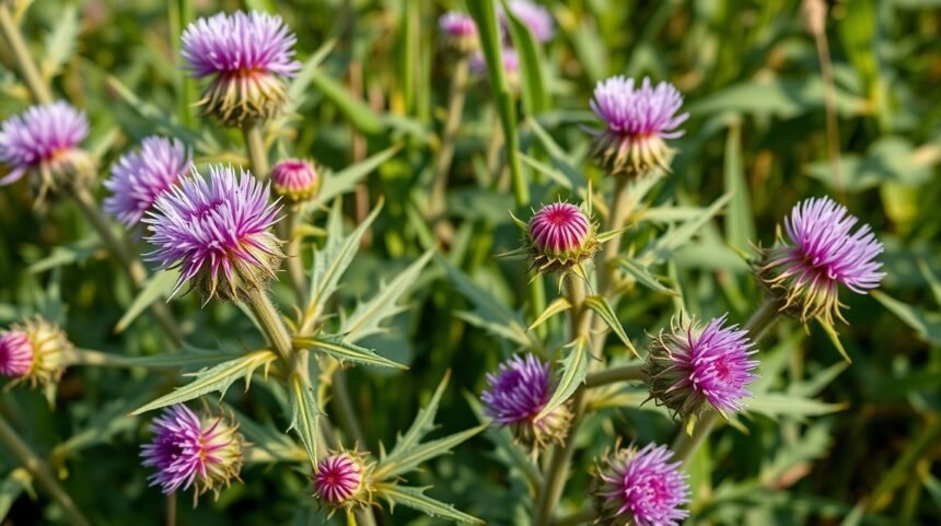 Máriatövis virágai, amelyek támogatják a máj és az emésztés egészségét.