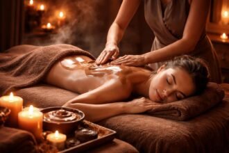 Csokoládé masszázs illatos kakaó-illat, selymes bőrápolás és nyugodt pihenés a testben.