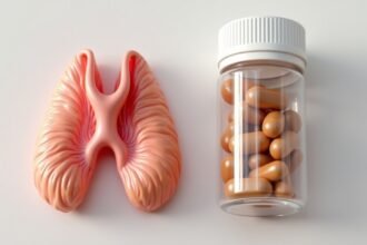 L-karnitin és pajzsmirigy kapcsolatát bemutató illusztráció