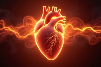 Az ábrázolt szív grafikai megjelenítése háttérben hőhullámokkal.