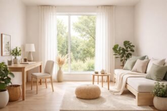 Nyugodt nappali fények, növények és fa részletek a nyugalomért és energiaért
